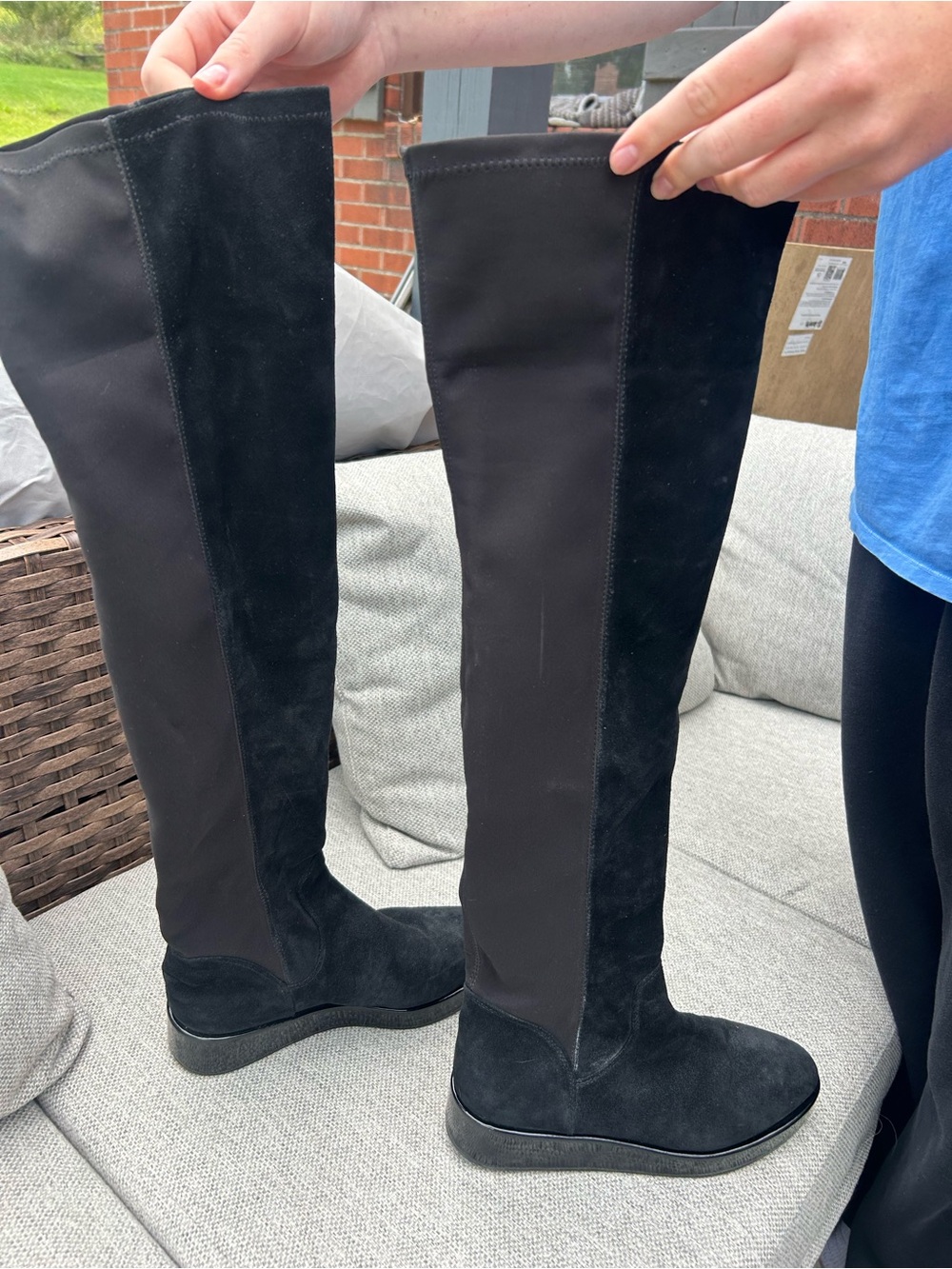 Kenneth Cole Black Over-the-Knee Suede & Stretch Boots